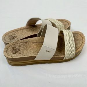 Reef Vista Hi Slide Sandal 9 Womens Cream Off-White Slip On Slide Double Strap